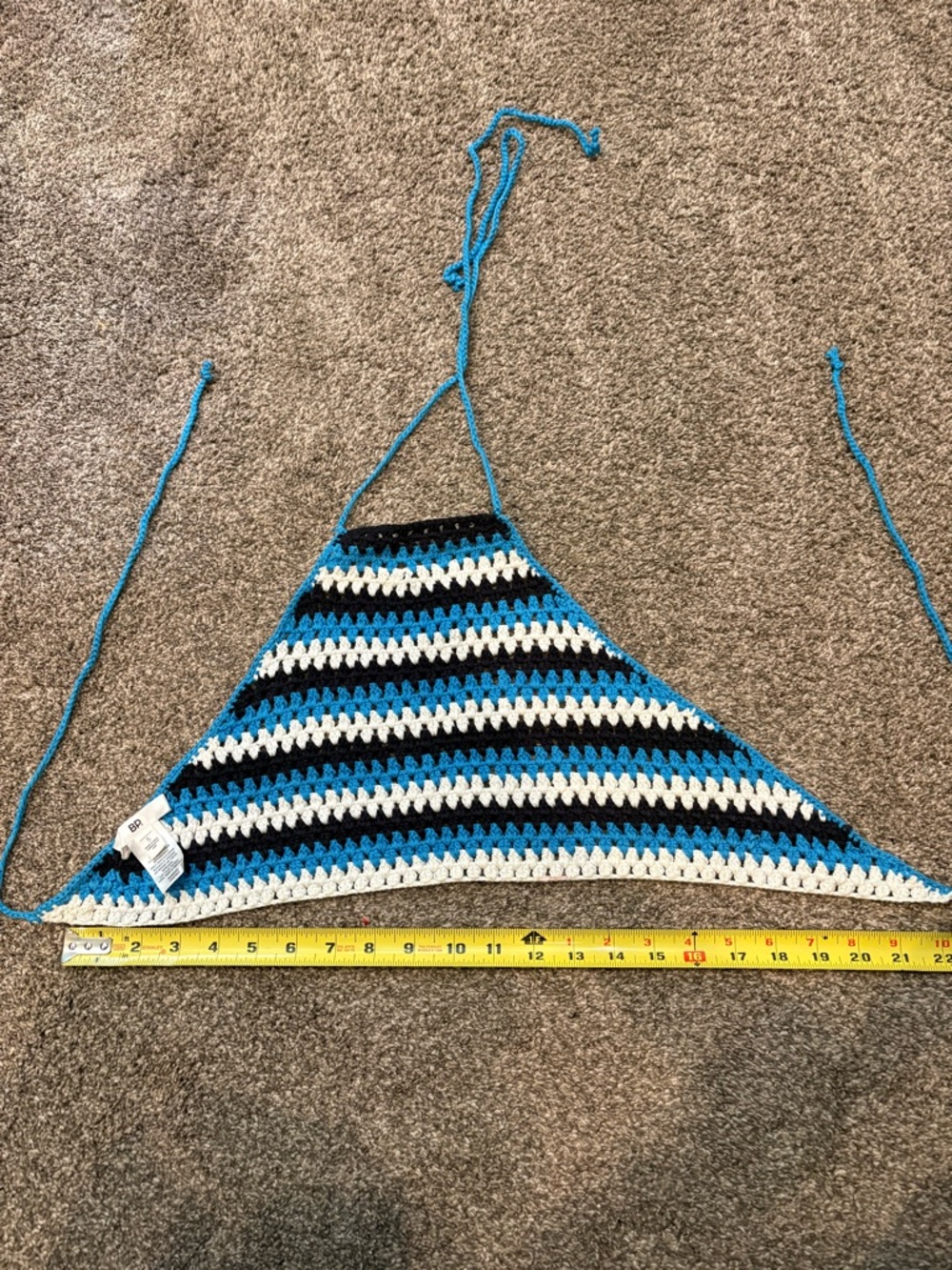 BP Crochet Triangle Halter Top in Turquoise, Navy & White